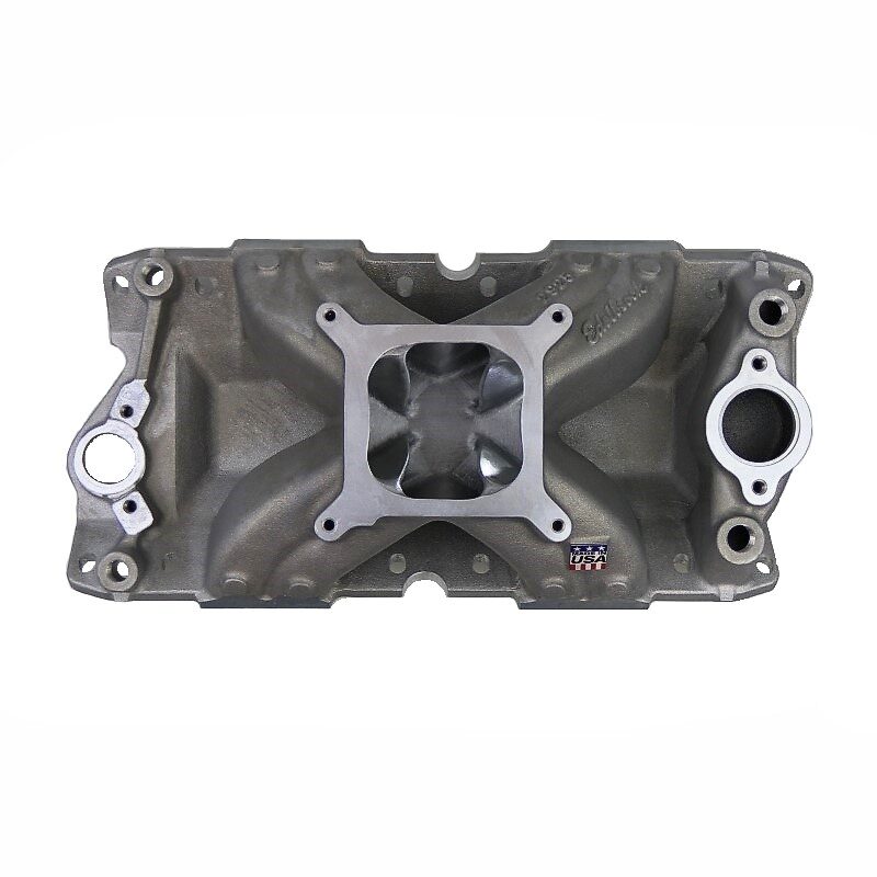 Mullins Race Engines Stage 2 Ported Edelbrock 2925 Intake Manifold, Super Victor 23 Degree, Single Plane, Aluminum, Natural, Square Bore, SBC